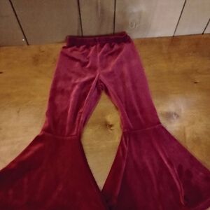 Velvet Flare Pants in Rich Burgundy
